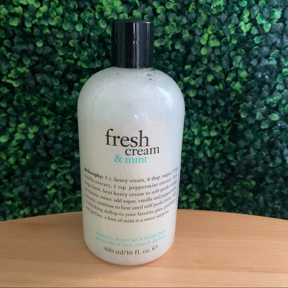 Philosophy Fresh cream & mint shampoo, shower gel & bubble bath.